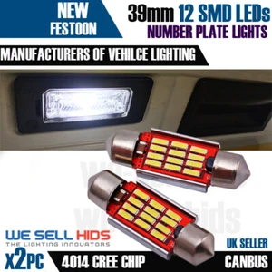 39mm 12 SMD LED Canbus Error Free Number License Plate Light Bulbs xenon white - Picture 1 of 7