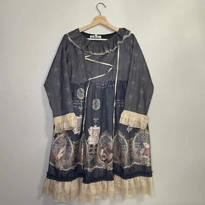 Vestido de lolita vintage de mujer con armario de noche de encaje manga abullonada falda oscilante talla L Foto 1 de 4