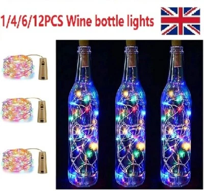 1-12Pcs Wine Bottle Lights with Cork Multicolour 20LED For Party Ambient Light - Image 1 of 4