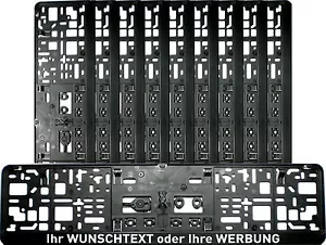 10 x Kennzeichenhalter mit WUNSCHTEXT Werbung Beschriftung Nummernschildhalter - Bild 1 von 5