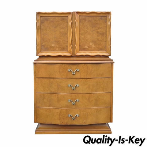 Vintage Hollywood Regency Romweber Burl Wood Dresser Chest Dorothy Draper Style Cover