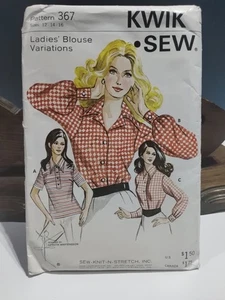 Vtg 70's Kwik Sew Blouse Ladies 12/14/16 Pattern Kerstin Martensson Sewing 367 - Picture 1 of 3