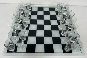 Shot Glass Chess Set Firebox 32 Piece Various Glass Style With Board Unique Gift - Picture 1 of 14