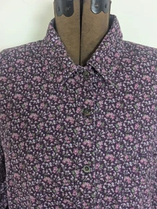 Krazy Kat Women Corduroy Button Shirt Size 22/24 Purple Ditzy Floral Outdoors - Picture 1 of 14