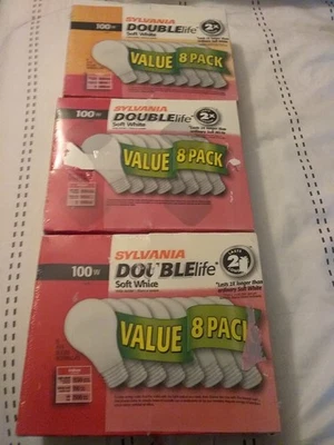 Sylvania Double Life 100W Value 8 Pack Soft Light Lasts 2x Longer 3-8 Packs each - Image 1 of 3