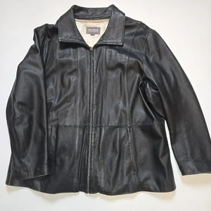 Vintage Wilsons Leder Damen Jacke 3XL schwarz Moto Biker Motorrad Bomber - Bild 1 von 12