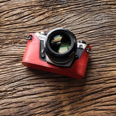 Genuine Real Leather Camera Bag Case Protect Half Cover Base For Nikon FM2 - Image 1 of 4