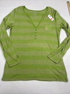 Old Navy Henley-Top Damen XL grün gestreift Neu mit Etikett - Bild 1 von 14
