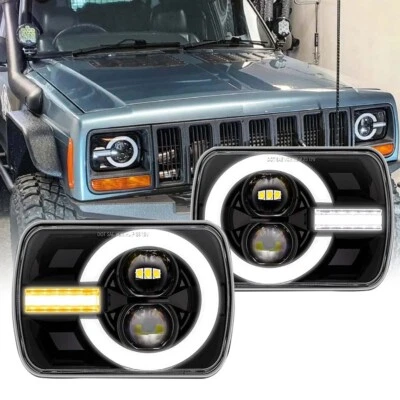E-geprüft 7X6 Zoll LED Scheinwerfer DRL für Jeep Cherokee XJ YJ Chevy TOYOTA GMC - Bild 1 von 4