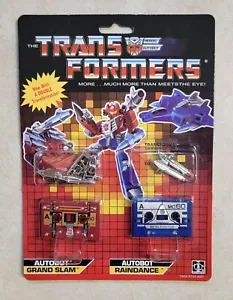 TRANSFORMERS G1 GRAND SLAM & RAINDANCE IN US MOSC RARE AUTOBOT BLASTER CASSETTES - Picture 1 of 3
