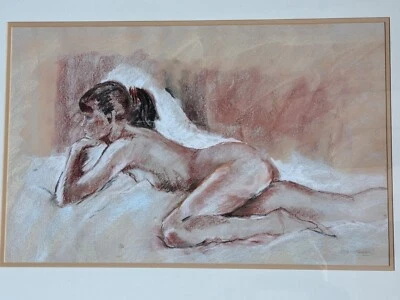 Vintage Original chalk & charcoal life drawing nude woman signed by Jill Stubbs - Image 1 of 4
