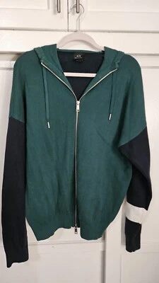 Armani Exchange Full Zip Knit Jacket Size L Color Block Green / Navy / White - Image 1 of 4