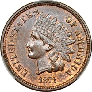 1873 1C Open-3 Snow-6 Indian Cent CACG MS65RB (PHOTO SEAL) - Picture 1 of 5