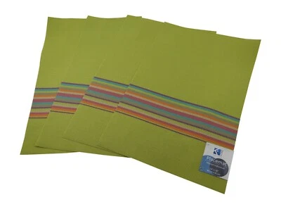 Set of 4 PVC Indoor Outdoor Waterproof Placemats Green Rainbow Stripe - Image 1 of 4