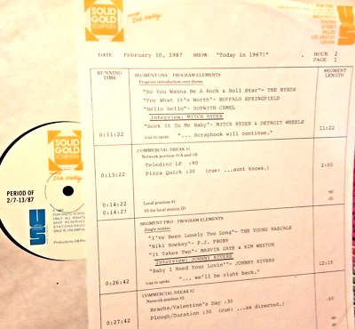 2/10/87 SOLID GOLD SCRAPBOOK PRESENTS TODAY IN '67: BUCKINGHAMS,LEFT BANKE,BYRDS - Image 1 of 2