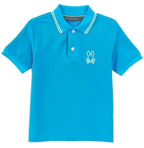 PSYCHO BUNNY POLO KIDS  AQUA  B0K139B200 AQUA - Picture 1 of 2