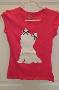 girls's top size 10 Forever Orchid Pink Sparkles Dog Rhinestones Princess - Picture 1 of 3