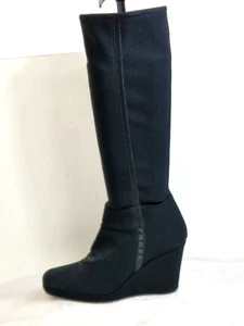 Prada Ladies wedge Knee High Boots Black Zip UK 7 EU 40 - Picture 1 of 12