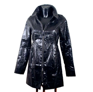 FIRETRAP Black Coat 2/4 ""WET LOOK"" Shaped Distracted Effect NEW with Tag Size 8 - Picture 1 of 7