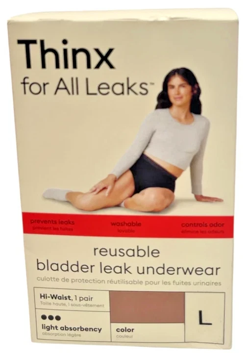 Thinx Leaks Нижнее белье Многоразовое Утечка Мочевого пузыря, Высокая талия, Легкая Впитывающая способность, Размер L - Изображение 1 из 1