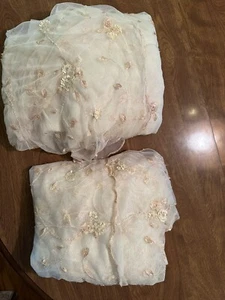 2 LACE NET LACE PANELS Embroidered & SEQUINED 18 FEET X 4 FT EACH - Picture 1 of 12