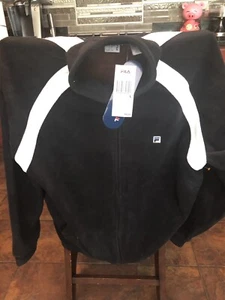 NWT MENS FILA 1/4 ZIP PULLOVER FLEECE JACKET BLACK/ WHITE L - Picture 1 of 6