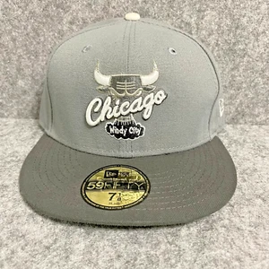 New Era Chicago Bulls New Era Cool Gray Fitted Hat Cap Size 7 1/8 - Picture 1 of 6