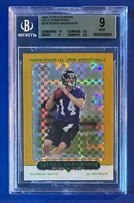 DEREK ANDERSON 2005 Topps Chrome 金色 Xfractor RC BGS 9 完好乌鸦队新秀 /399! — 第 1/2 张图片