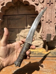 Ancient Old Rare Iron Beautiful Horn Handle Mughal Dagger Knife Sword 1700 - Picture 1 of 10