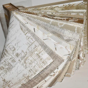 FABRIC SAMPLE BOOK Beige ECRU Taupe BIRCH Ivory 45pcs LOT Weave Print Embroidery - Picture 1 of 17