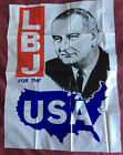 1964 Lyndon Johnson 17" x 23" LBJ sign MINT Presidential campaign POSTER plastic