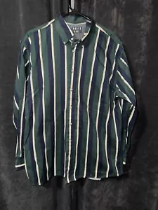 VTG TRADER BAY BUTTON DOWN COWBOY STRIPES BRUSHPOPPER LG LONG SLEEVE SHIRT - Picture 1 of 6