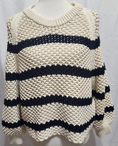Apiece Apart Rundhals Damen Pullover Langarm Größe L gestreift schwarz weiß - Bild 1 von 10