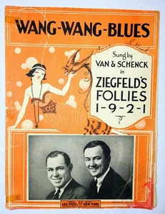 Spartiti musicali antichi 1921 "The Wang Wang Blues" legno Mueller Johnson/Busse - Foto 1 di 9