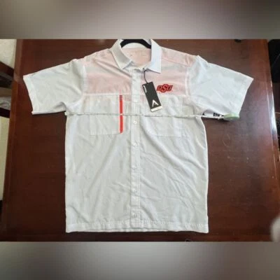 White Antigua men's Oklahoma state BNWT shirt Med University College Sports - Image 1 of 4