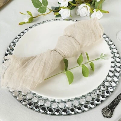 5 CREAM Gauze Cheesecloth Cotton DINNER NAPKINS Party Table Decorations - Image 1 of 4