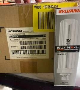 Case (50) Sylvania Dulux CF42DT/E/IN/827/ECO 42 Watts T/E In Compact New In Box - Picture 1 of 3