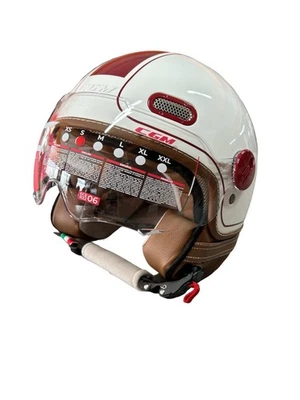 Casco Jet Cgm Uomo Donna Scooter 191 PIX Bianco Bordeoux Visiera Sagomata - Immagine 1 di 4