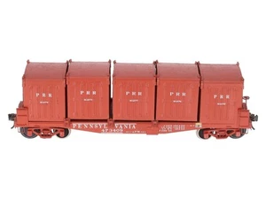 Vagón contenedor Railworks R366P HO BRASS PRR FM 40' con 5 contenedores DD-1 #473409 - Imagen 1 de 10
