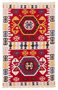 Vintage Hand Woven Geometric Carpet 5'0" x 7'11" Traditional Wool Kilim Area Rug - Picture 1 of 9
