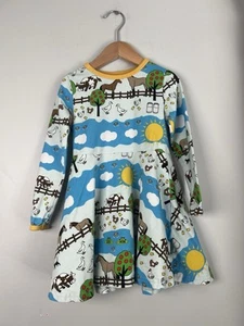 Boutique Brand Naperonuttu Finnish Design “Grandfather’s Yard” Farm Cow Dress - Picture 1 of 8