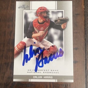 CALVIN HARRIS 2019 1ST EVER PRINTED LEAF PERFECT GAME NIKE RC 155 AUTO SIGNED IP - Picture 1 of 5