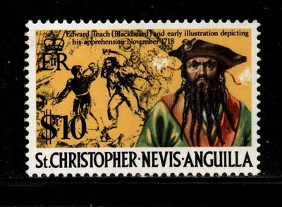 SAN KITTS-NEVIS Y ANGUILA - 1970 - EDWIN ENSEÑA $10 DEFINITIVO - Sc #222A - COMO NUEVO Foto 1 de 2