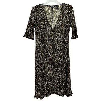 New York and Company Womens Leopard Print V Neck Dress size XL - Image 1 of 4