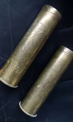 Objets Tranchée Poilus douille Roquette  WW1 Aux Noms De Bataille Et Prénoms  - Photo 1/4