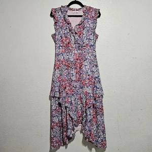 Parker Atlanta bedrucktes ärmelloses Rüschenkleid Dahlie Ditsy Damen 10 - Bild 1 von 7