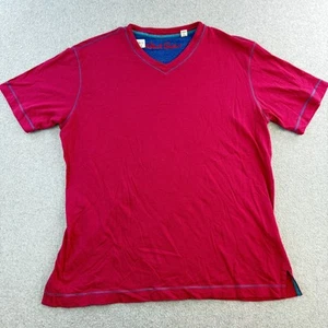 Robert Graham Shirt Mens Large Red Classic Fit V Neck Casual Short Sleeve Tee - Picture 1 of 10