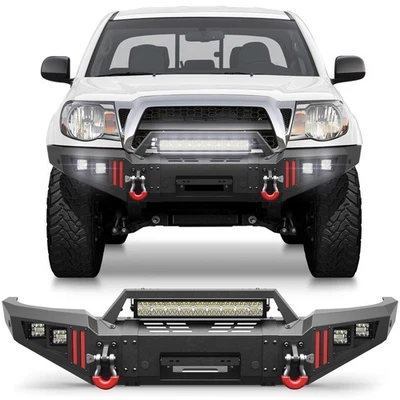 Steel Front Bumper W/Winch Plate&LED Lights &D-rings For 2005-2015 Toyota Tacoma Foto 1 de 4