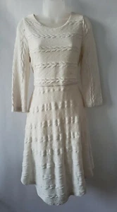 AKIRA CHICAGO Red Label Damen Large Ivory White High Low Strickkleid gefüttert - Bild 1 von 10