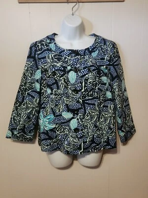 Chaqueta Charter Club Floral Grande Abotonada Sin Cuello Oficina Informal B107 Foto 1 de 4